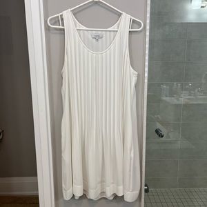 Babaton White Pleated Dress with Pockets